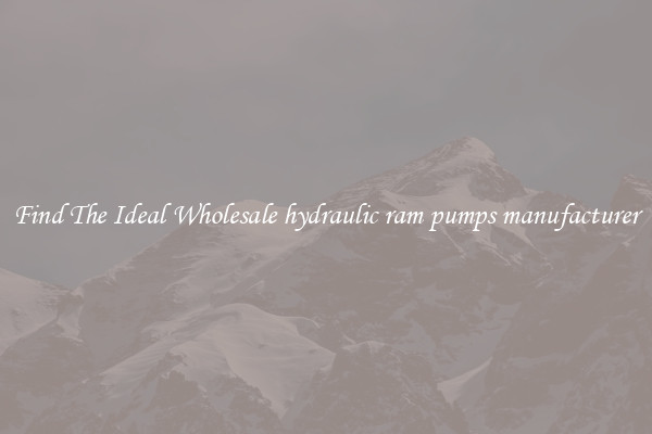 Find The Ideal Wholesale hydraulic ram pumps manufacturer