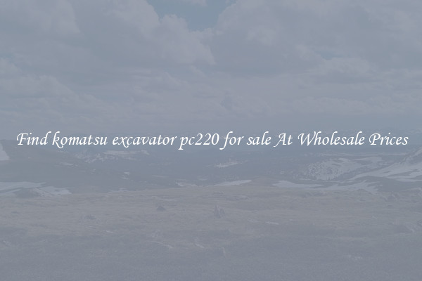 Find komatsu excavator pc220 for sale At Wholesale Prices
